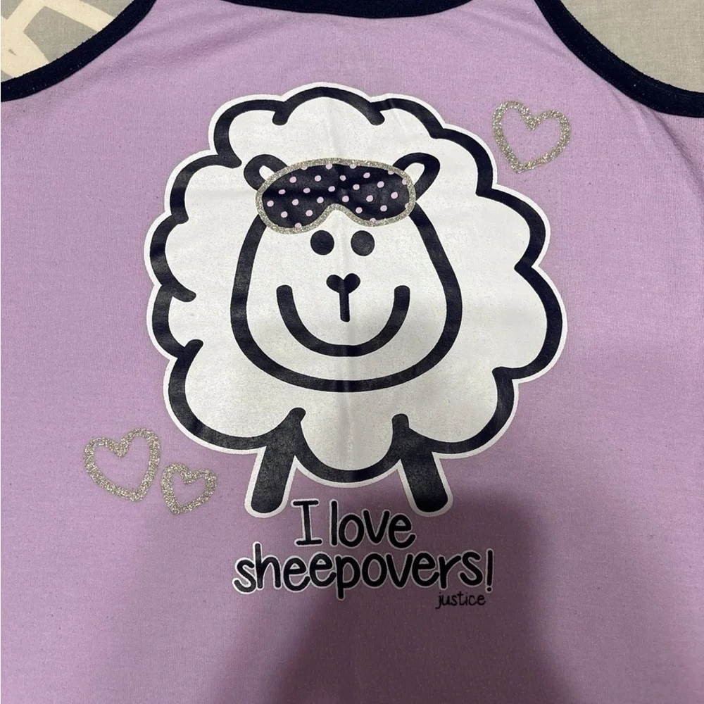 Justice Purple Pajama Set With Sheep Designs